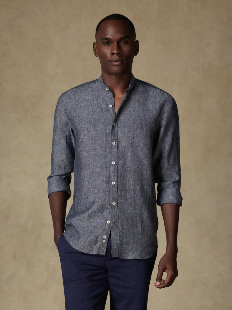 Chemise col mao Olaf en lin anthracite Chemises Homme