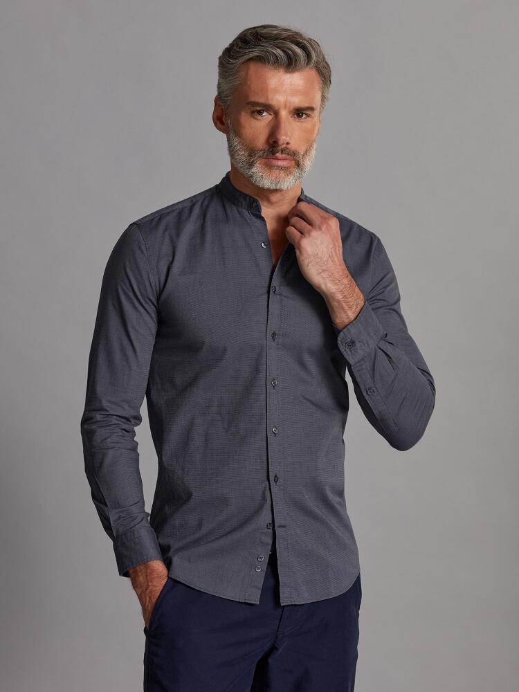 Chemise cintrée Bob en micro-oxford anthracite - Col Mao Chemises Homme