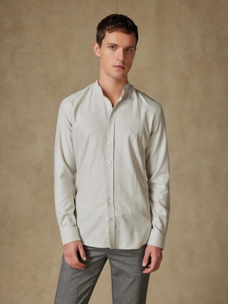 Chemise cintrée col mao Callum gris chiné Chemises Homme