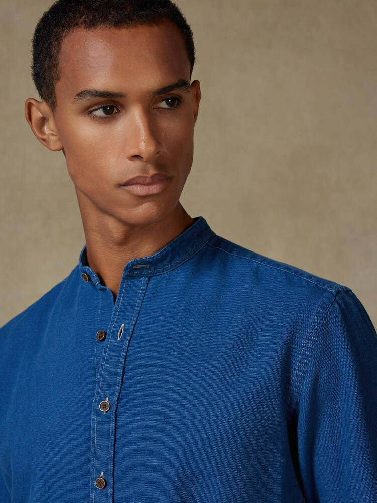 Chemise cintrée Tucker indigo - Col mao Chemises Slim Casual