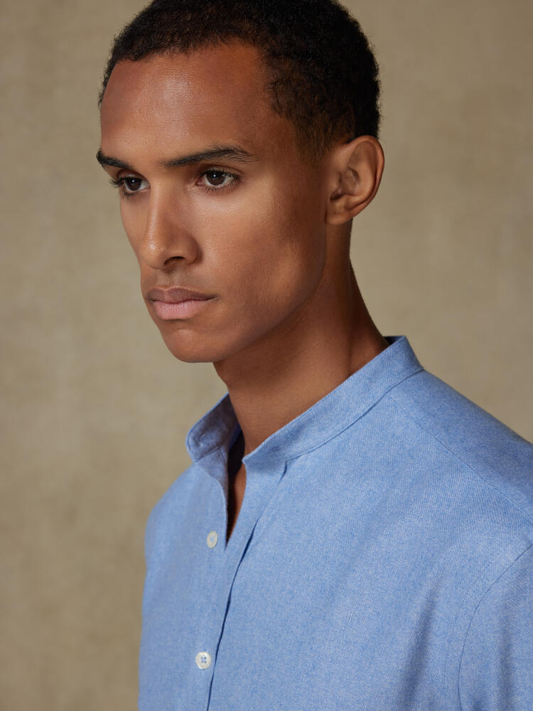 Chemise Storm en flanelle ciel - Col mao Chemises Casual Classique