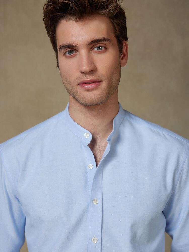 Chemise Vils en oxford brushed ciel - Col mao Chemises Business Classique