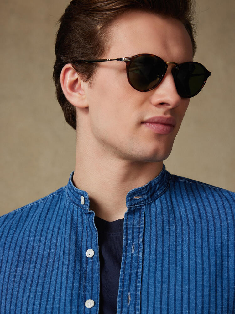 Chemise col mao Willow à rayures indigo Outlet