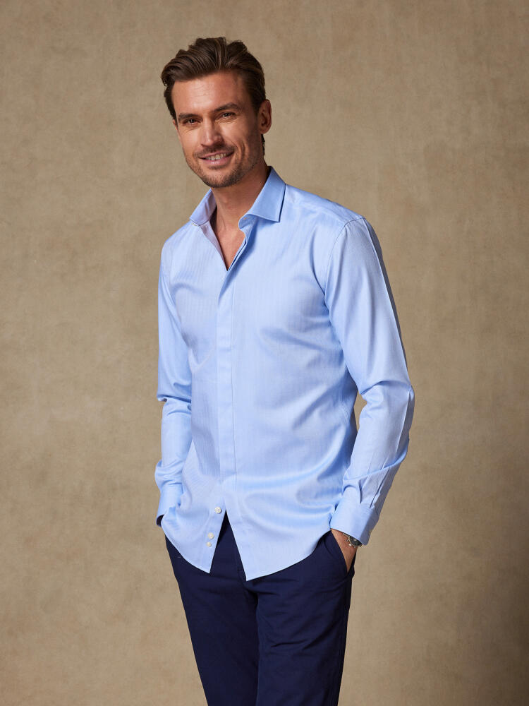 Chemise en chevron ciel - Gorge Cachée Chemises Homme