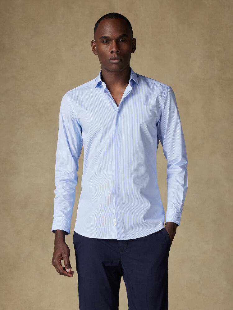 Chemise Menthon à rayures ciel - Gorge Cachée Chemises Homme