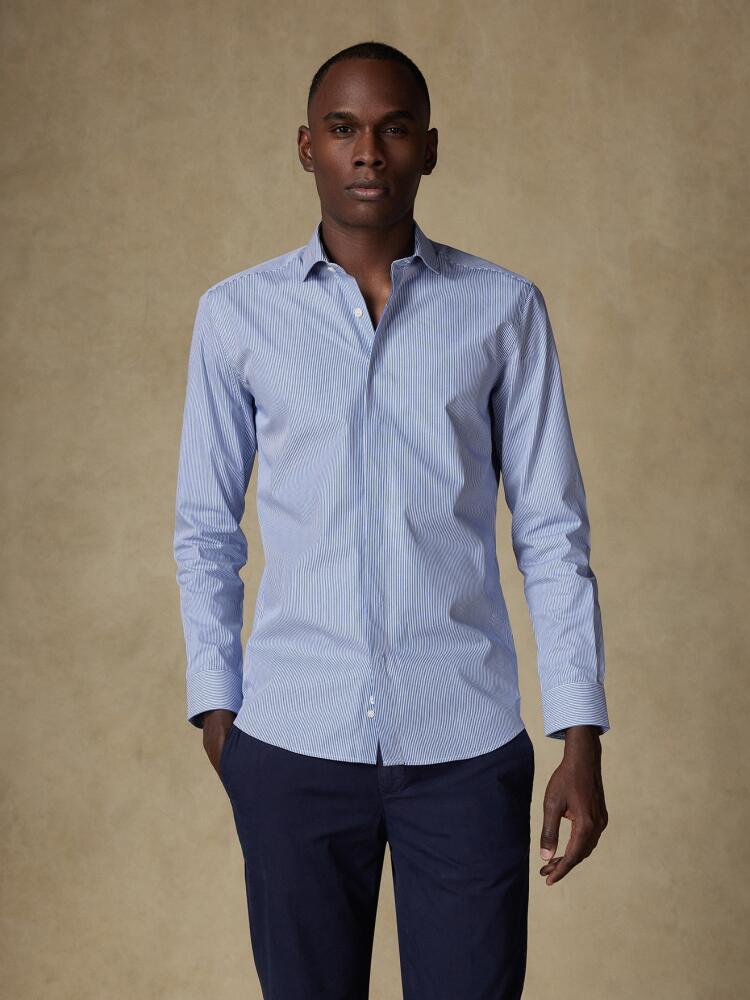 Chemise Menthon à rayures marine - Gorge Cachée Chemises Homme