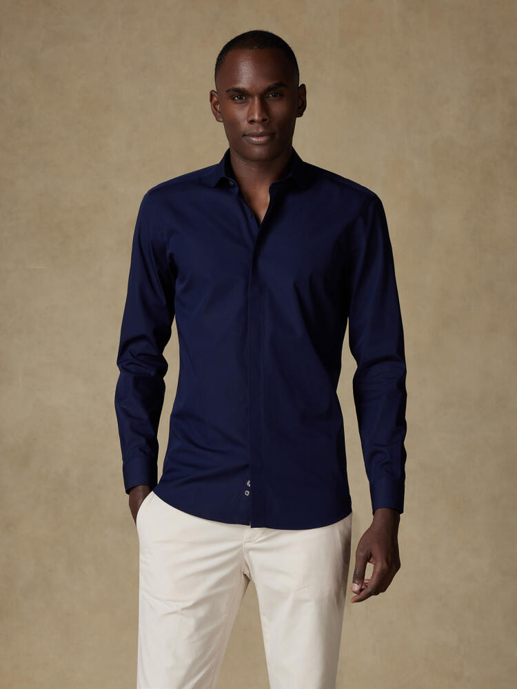 Chemise en popeline marine - Gorge cachée Chemises Homme