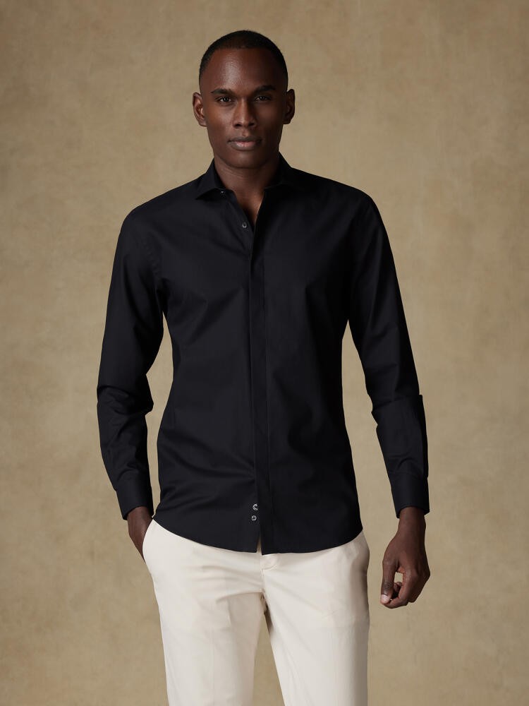 Chemise cintrée Alban noire  - Gorge cachée Chemises Homme