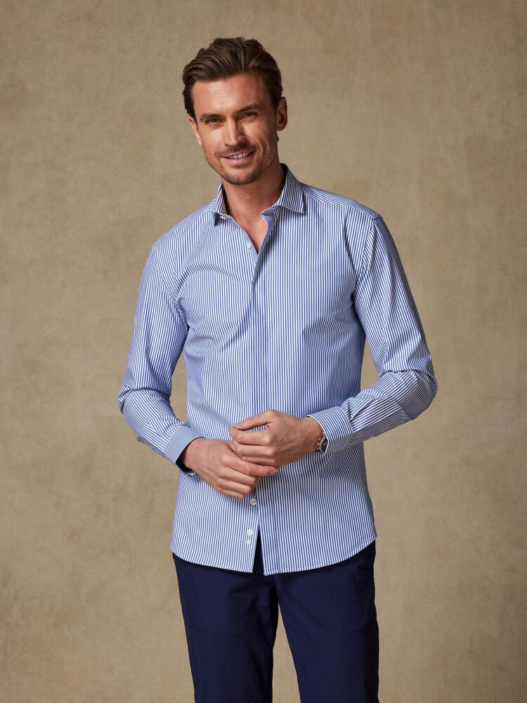 Chemise cintrée Barney à rayures marine - Gorge cachée Outlet