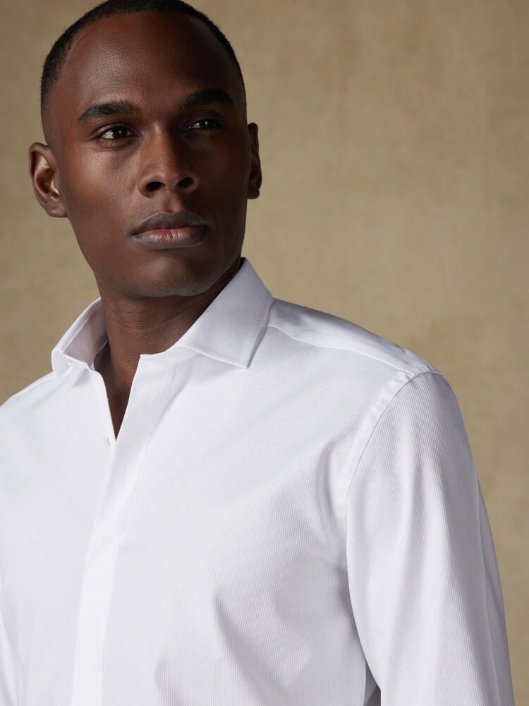 Chemise cintrée Bolton blanche en coton & lyocell - Gorge cachée Chemises Business Slim