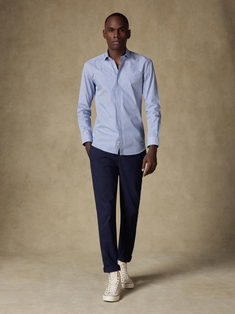 Chemise cintrée Menthon à rayures marine - Gorge Cachée Chemises Homme