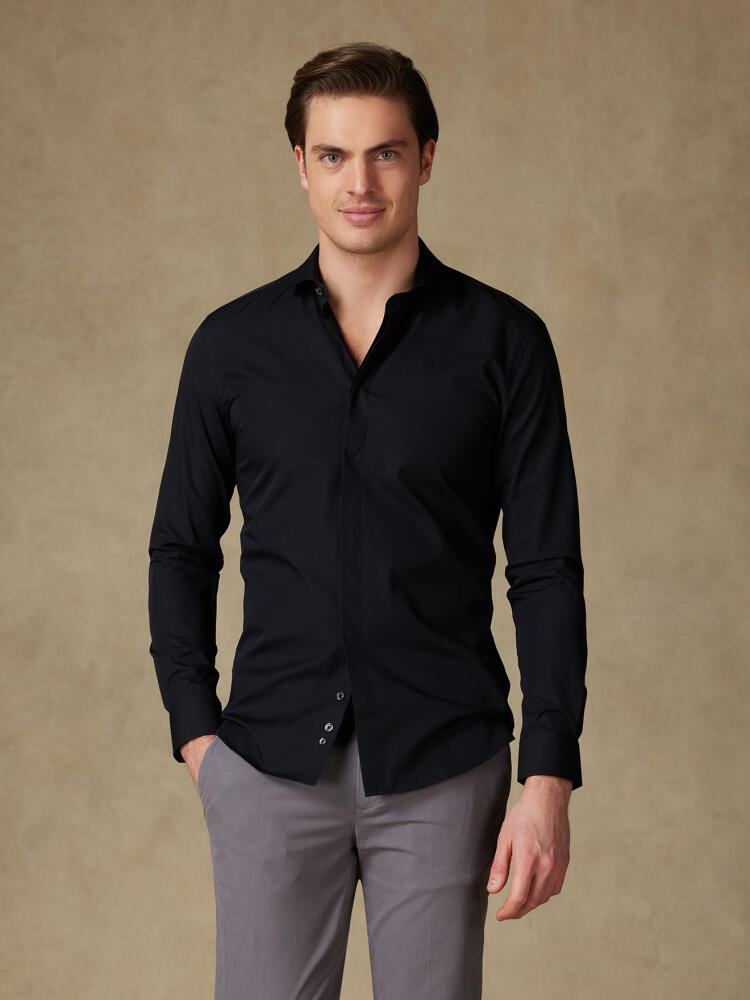 Chemise cintrée en popeline noir - Gorge cachée Chemises Business