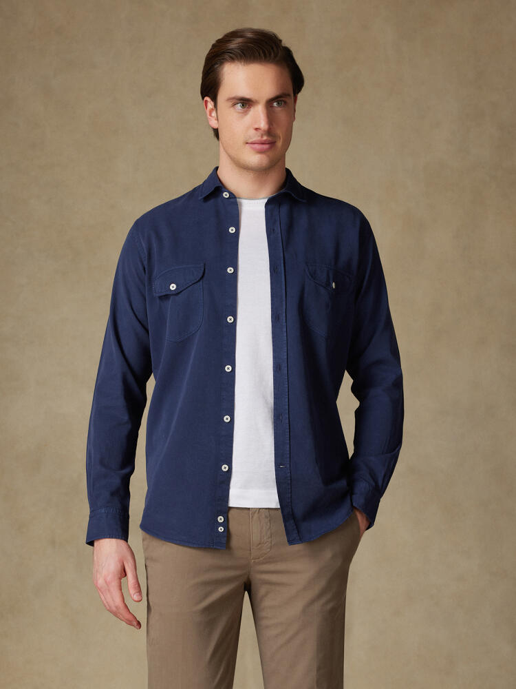 Chemise Scali en gabardine marine - Série limitée Chemises Homme