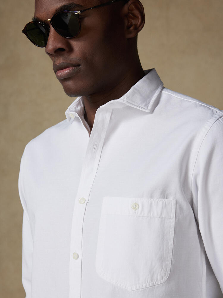 Chemise Garry en coton & lyocell off-white Chemises Casual Classique