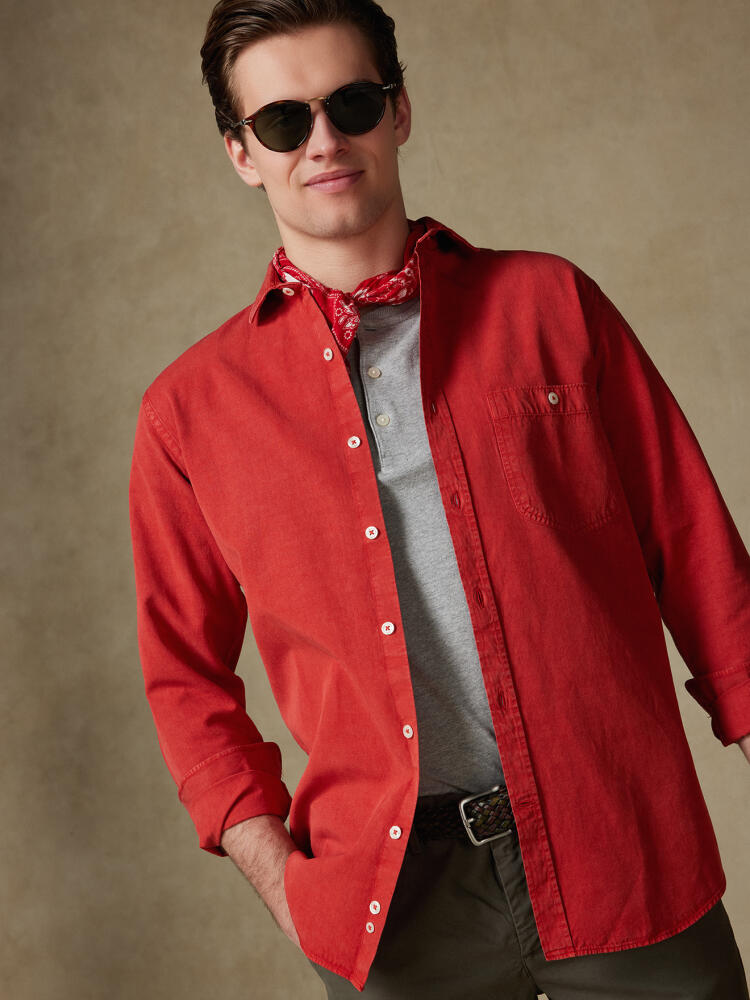 Chemise Garry en coton & lyocell rouge Chemises Casual Classique