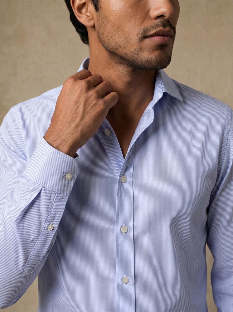 Chemise Alvren à rayures ciel Chemises Homme