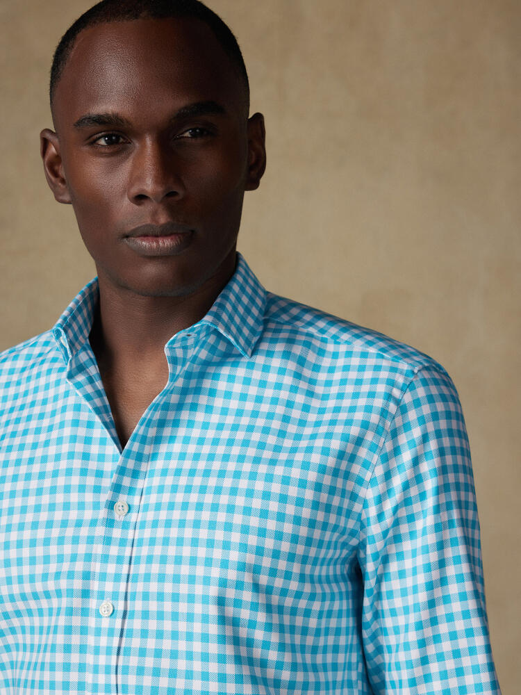 Chemise Ash à carreaux turquoise Chemises Homme