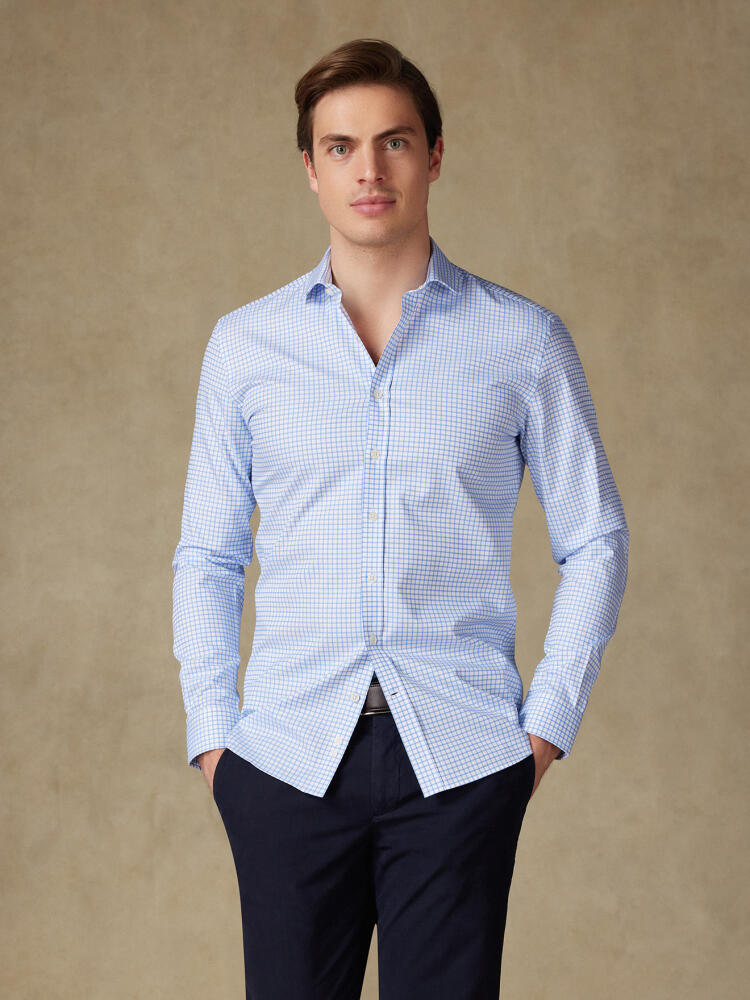 Chemise Carlton à carreaux ciel Chemises Homme