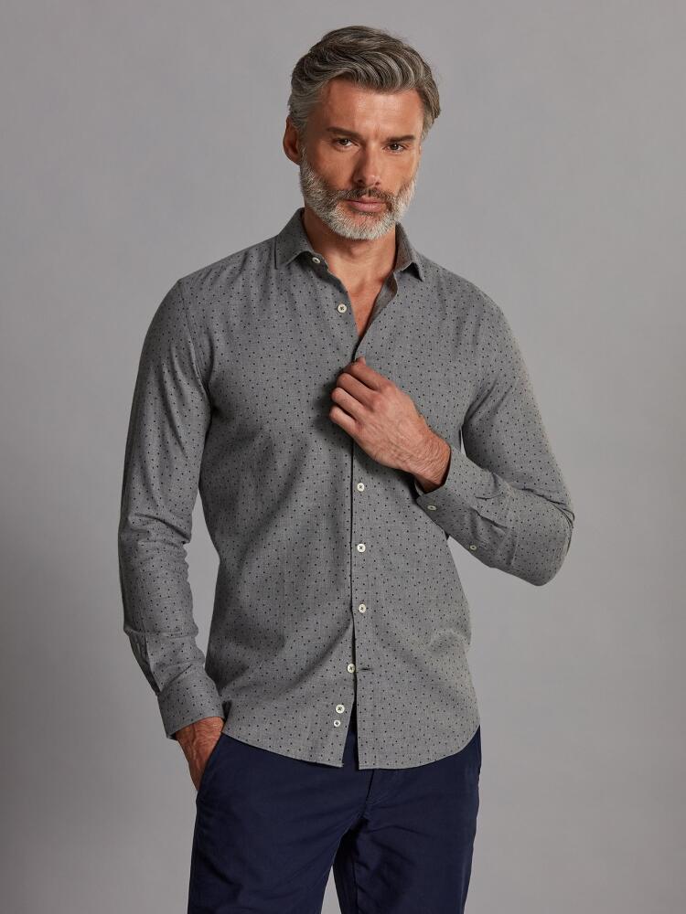 Chemise Dorian en flanelle grise à pois imprimés Chemises Homme