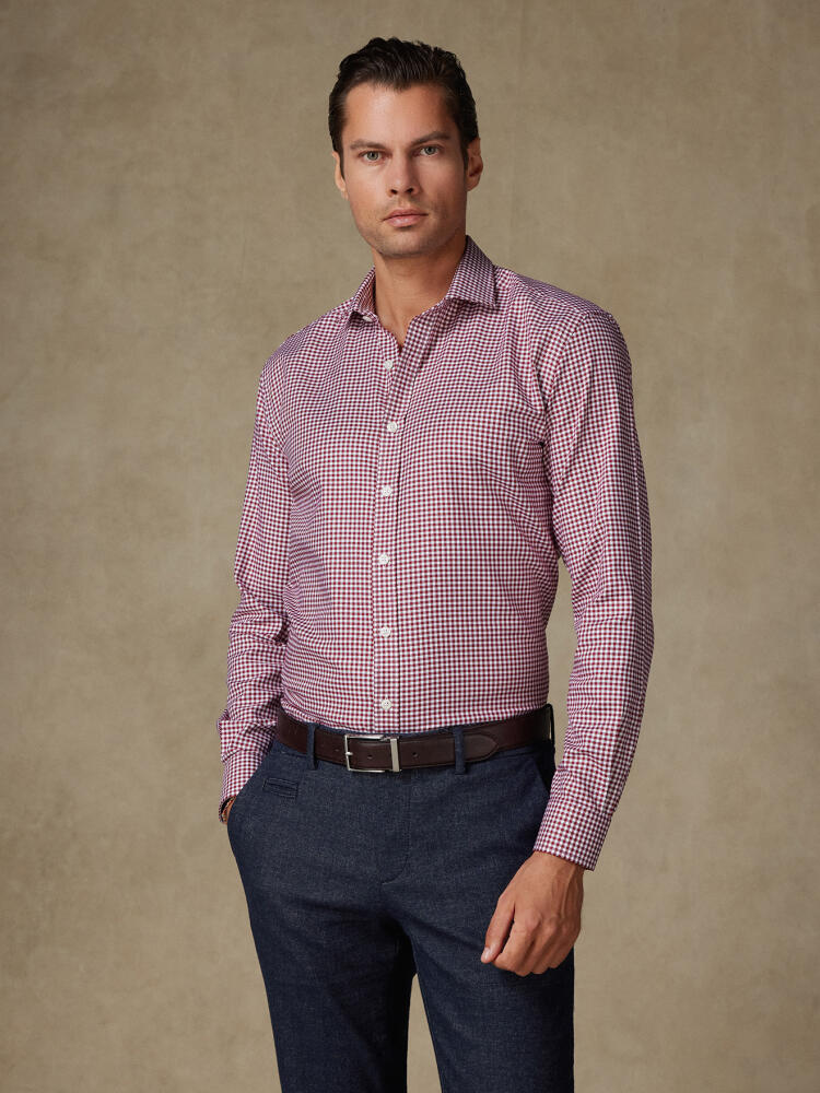 Chemise Elliott à carreaux bordeaux Chemises Business Classique