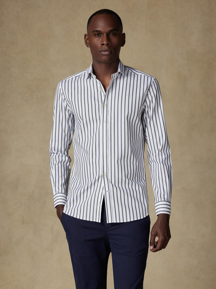 Chemise Elton à rayures kaki Chemises Homme