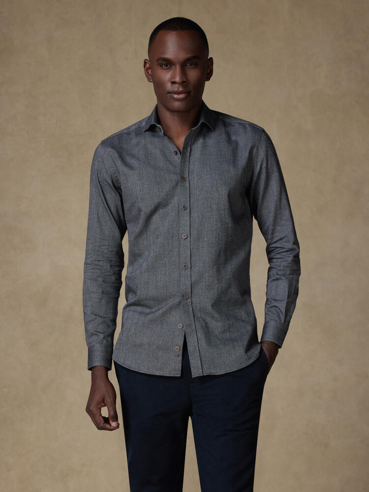 Chemise Hall en flanelle anthracite Chemises Casual Classique