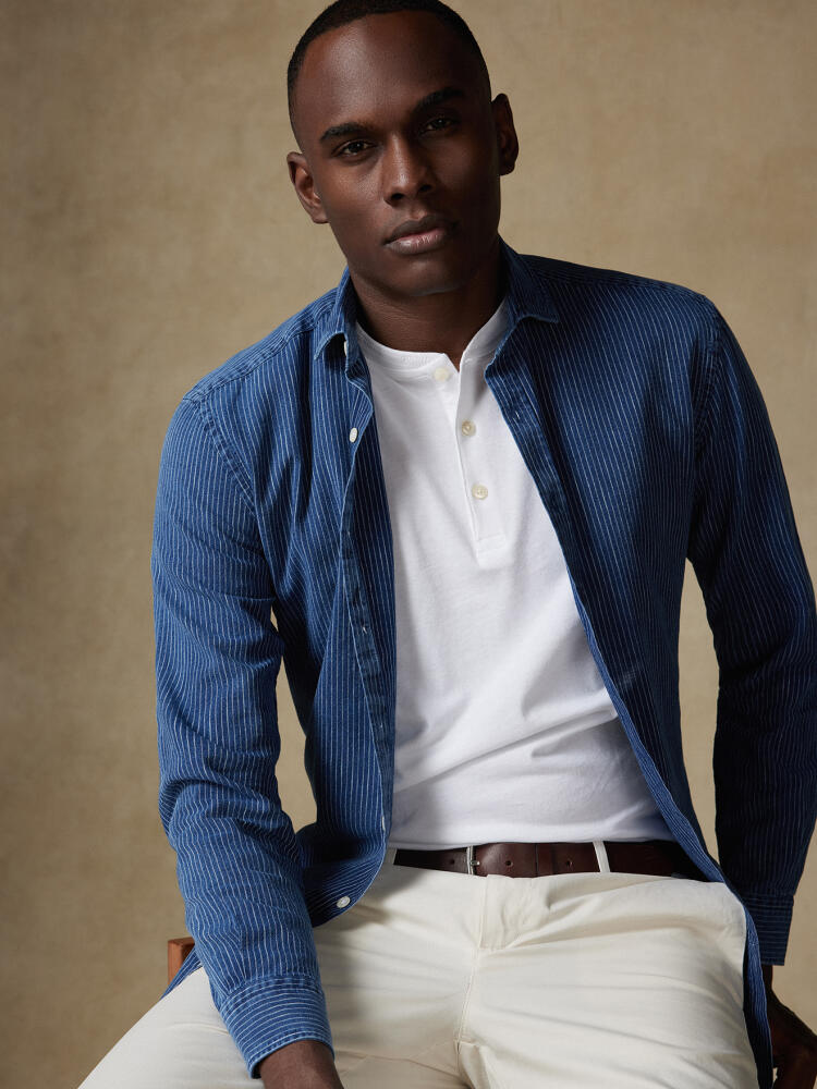 Chemise Island à rayures indigo Chemises Casual Classique