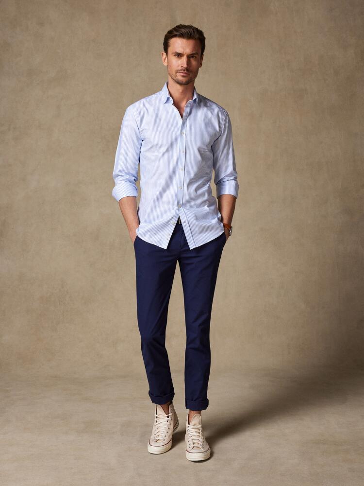 Liam in Textured Blue Shirt