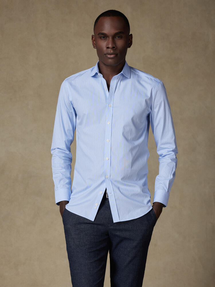 Chemise Matteo à rayures ciel Chemises Homme