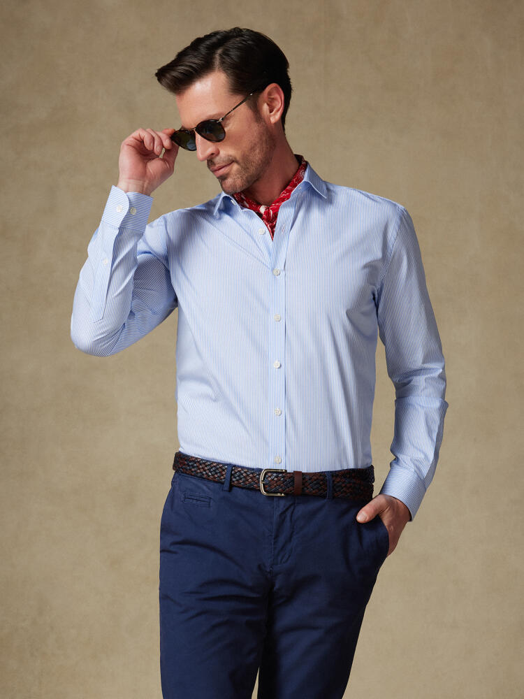 Chemise Menthon à rayures ciel Chemises Homme