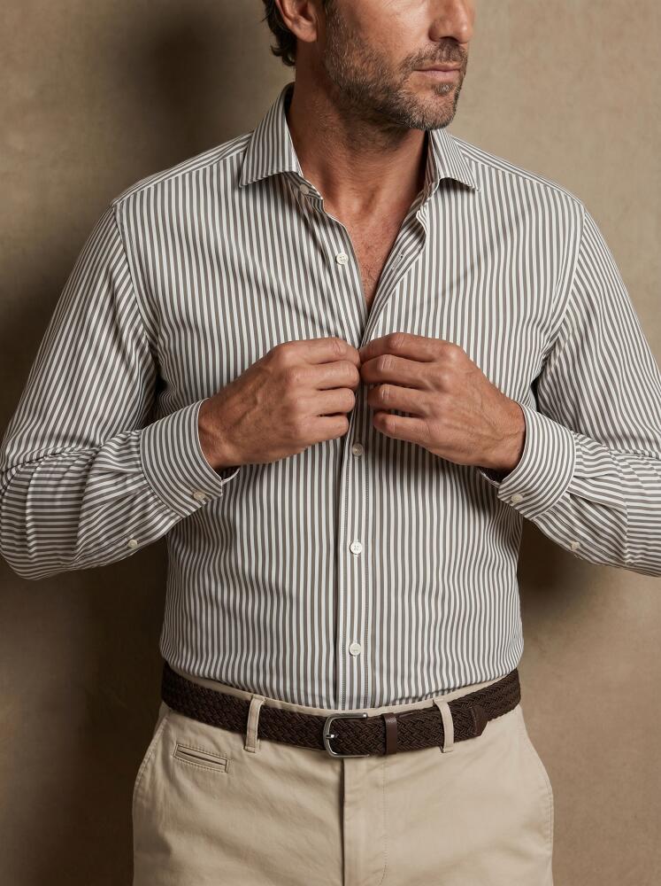 Chemise Riddle à rayures kaki Chemises Homme