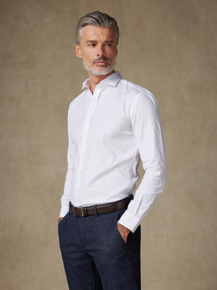 Chemise cintrée Adam en pin point blanc Chemises Homme