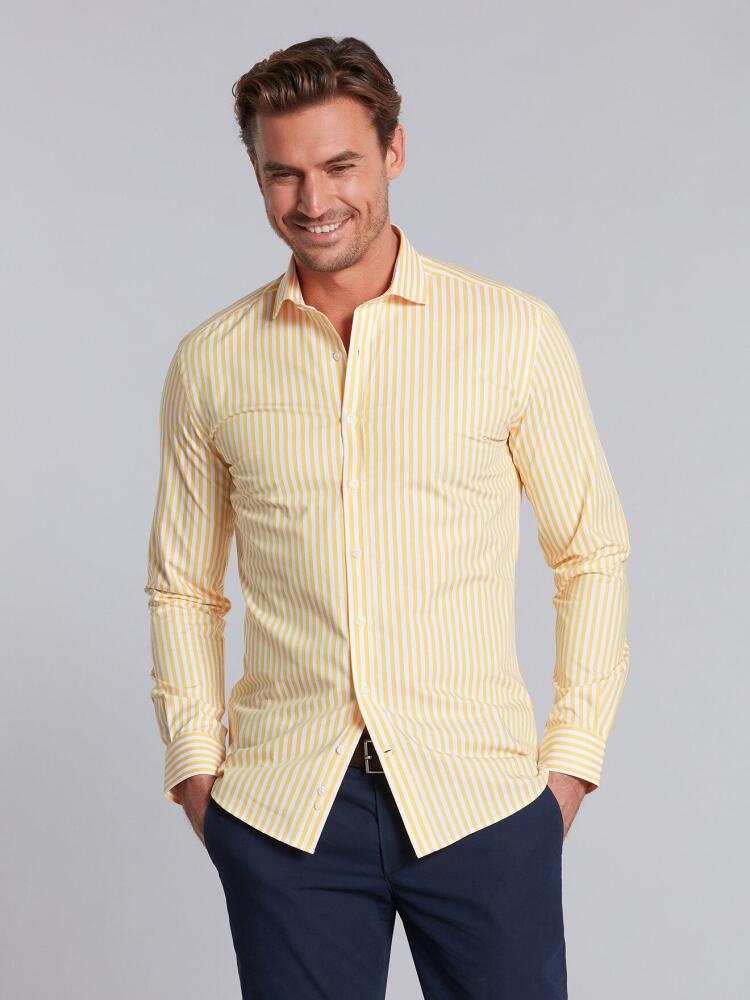 Chemise cintrée Alan à rayures jaunes Outlet