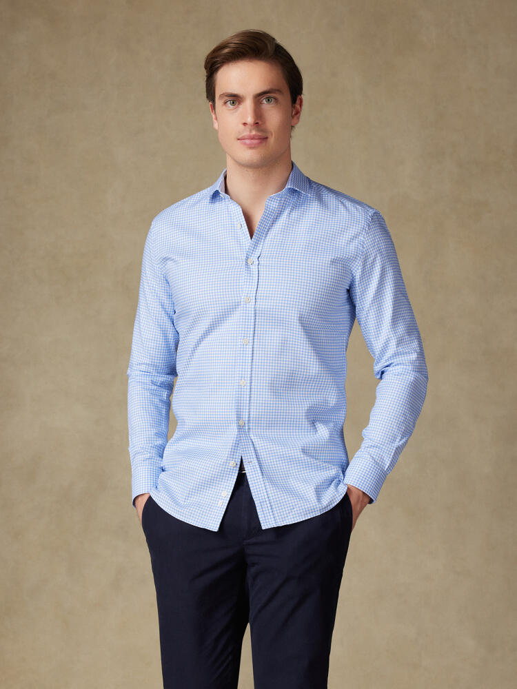 Chemise cintrée Anthony en micro vichy ciel Chemises Homme
