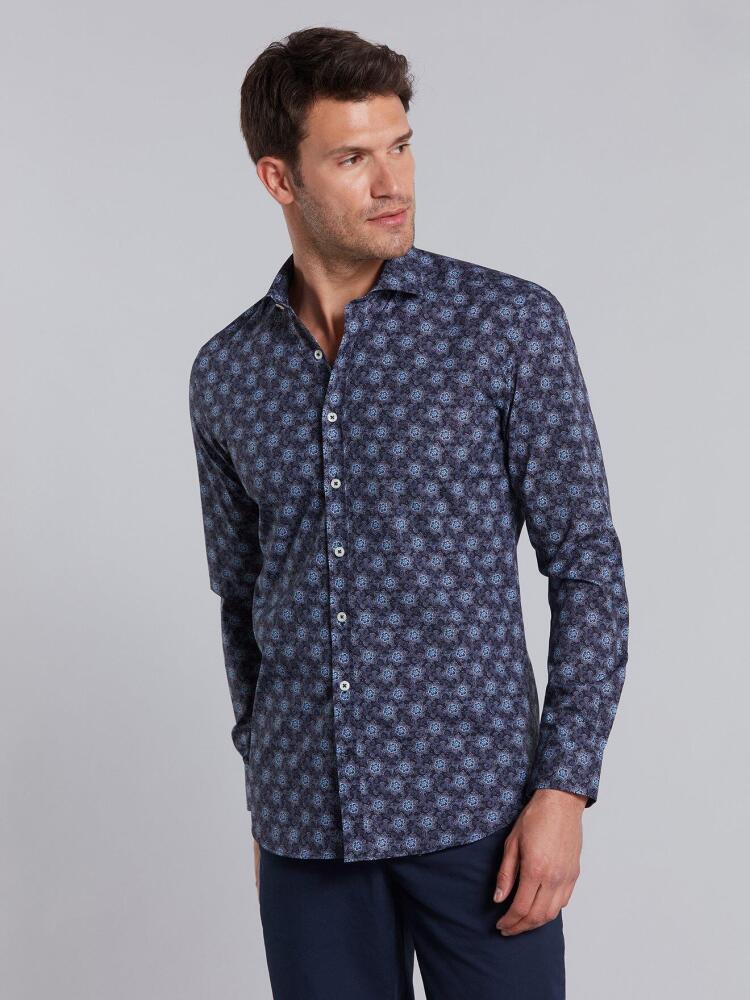 Chemise cintrée Axel marine à imprimé floral Chemises Homme