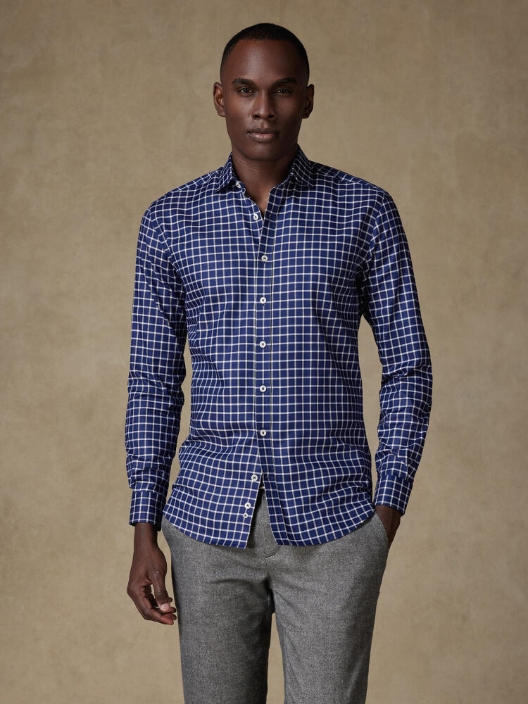 Chemise cintrée Byron à carreaux marine Chemises Casual Slim