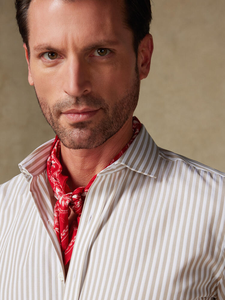 Chemise cintrée Chris à rayures sable Chemises Business Slim