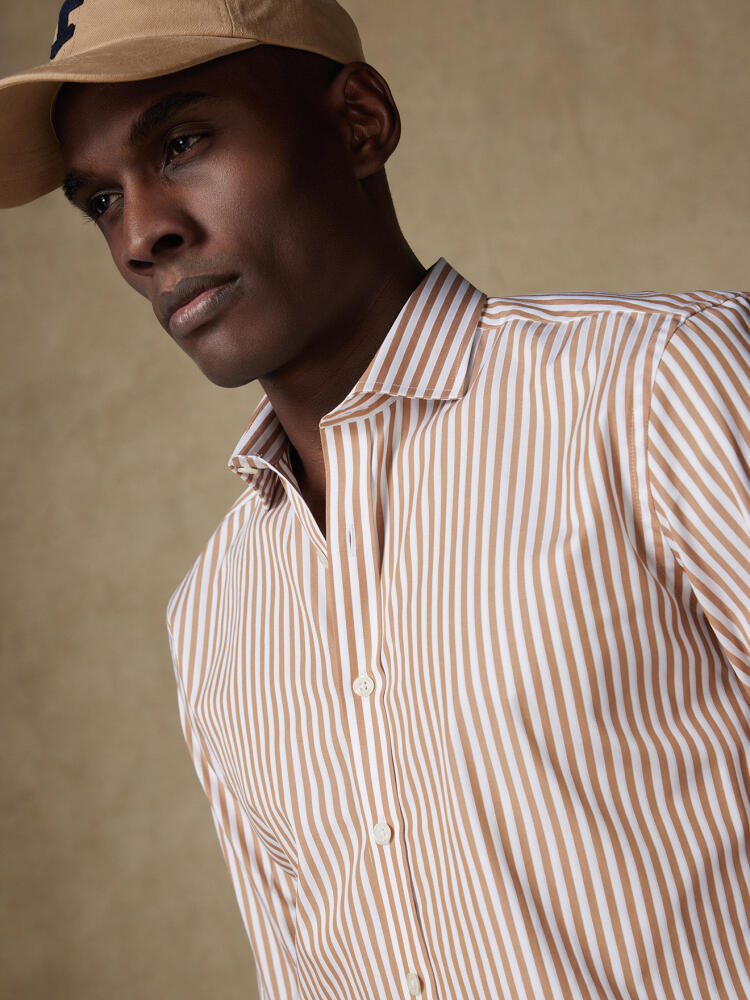 Chemise cintrée Chris à rayures havane Chemises Business Slim