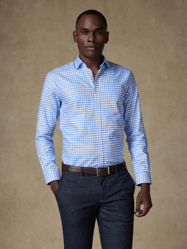 Chemise cintrée Dom à carreaux ciel Chemises Business Slim