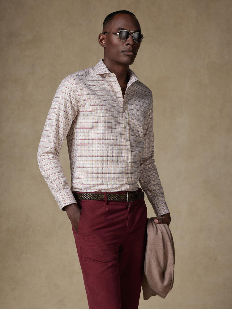 Chemise cintrée Elli à carreaux beige Chemises Casual Slim