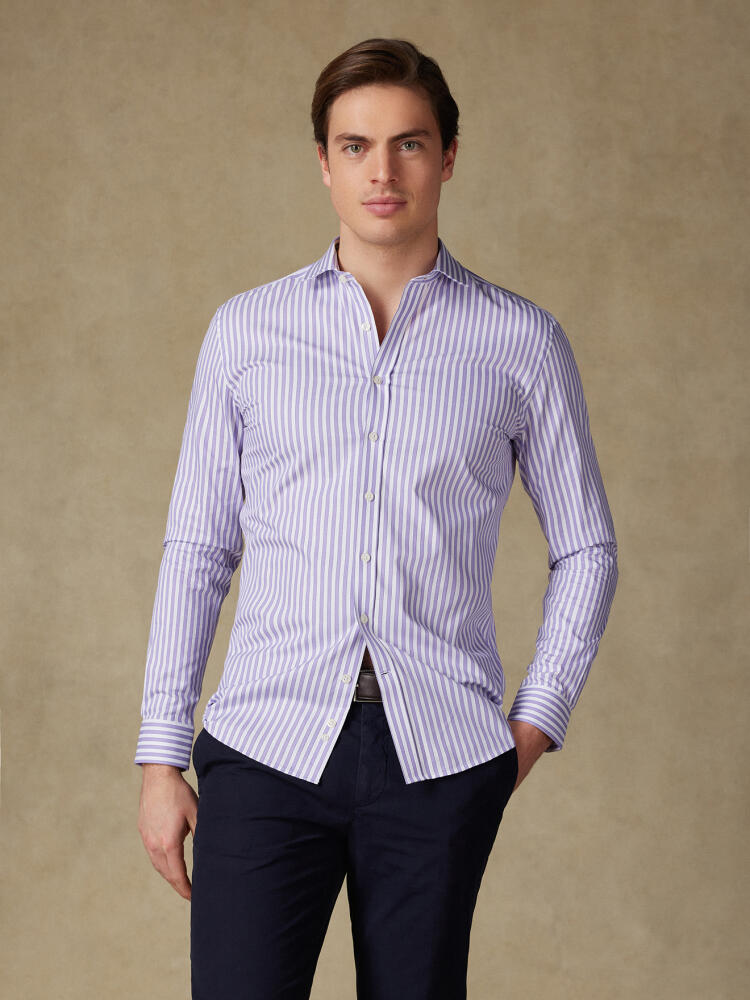 Chemise cintrée Elliot à rayures parme Chemises Homme