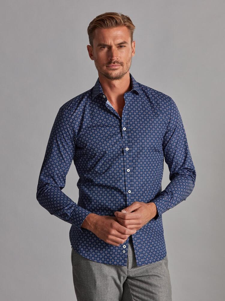 Chemise Elton marine à motifs imprimés cintrée Chemises Homme