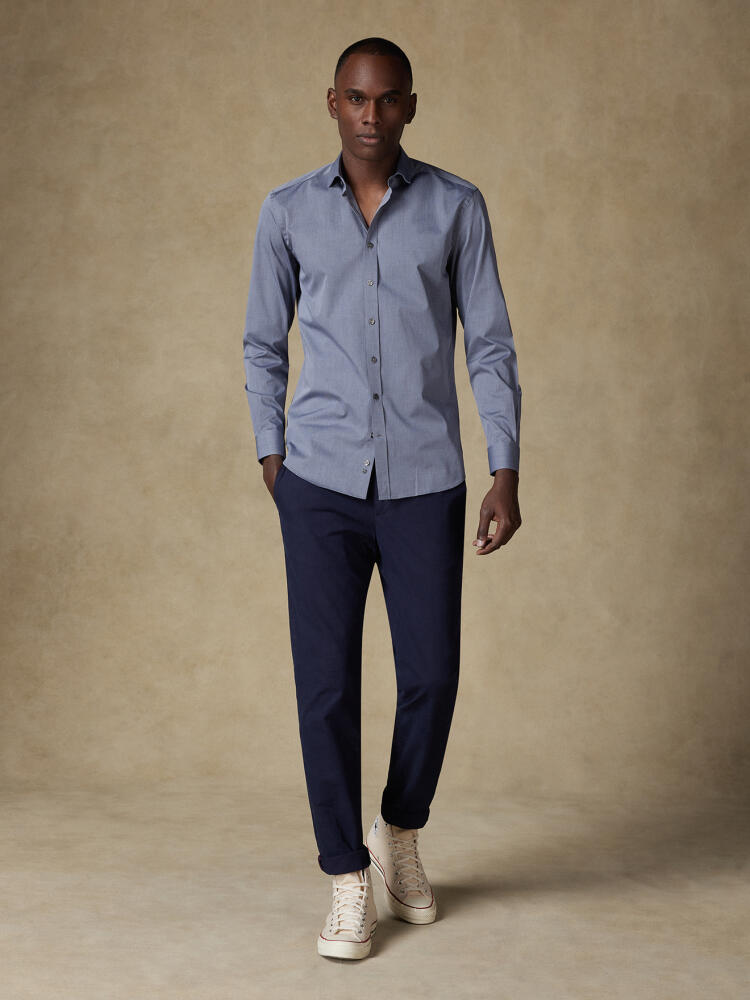 Chemise cintrée en fil à fil grise Chemises Homme