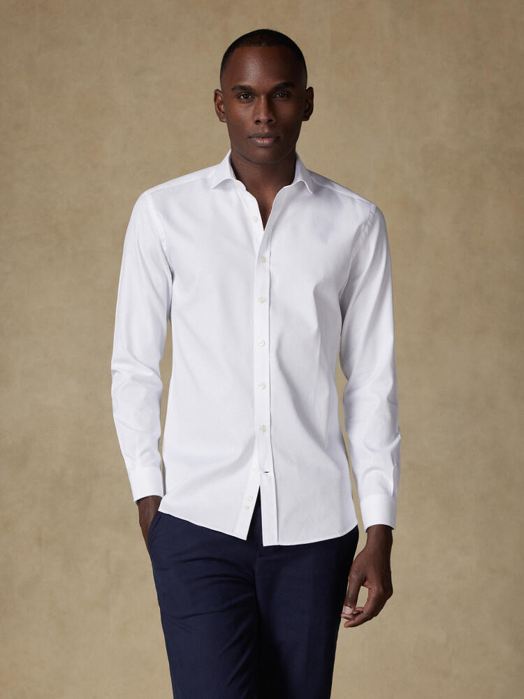 Chemise cintrée Aaron en piqué blanc - Grande longueur de manches Chemises Homme