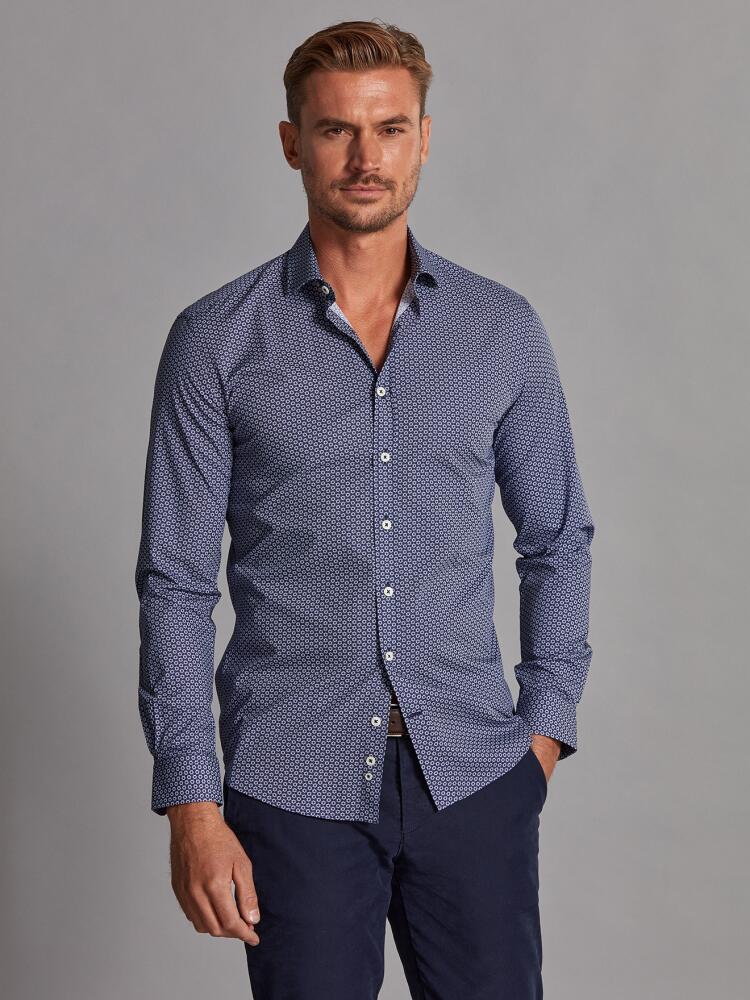 Chemise cintrée Alvin marine à motifs imprimés - Grande Longueur de Manches Outlet