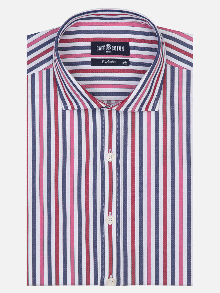 Chemise Andersen à rayure marron - Grande Longueur de Manches Chemises Homme