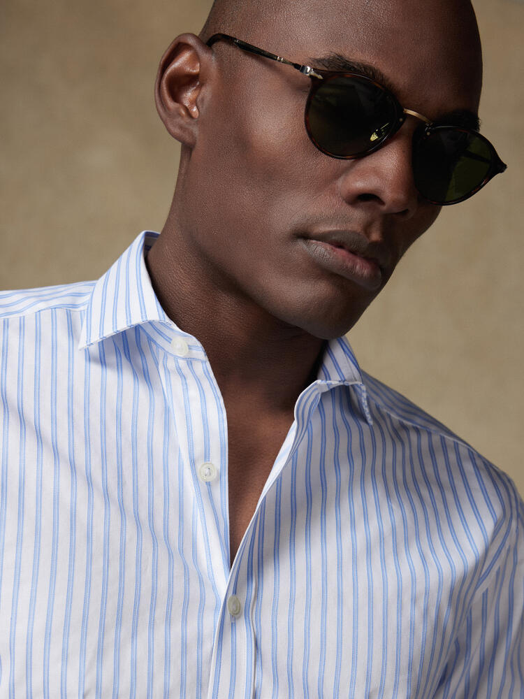 Chemise Andrick à rayures ciel - Grande longueur de manches Chemises Business Slim