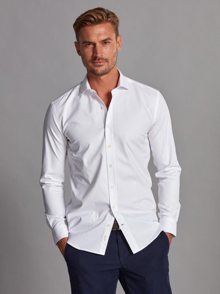 Chemise cintrée Bruce texturée blanche - Grande Longueur de Manches Chemises Homme