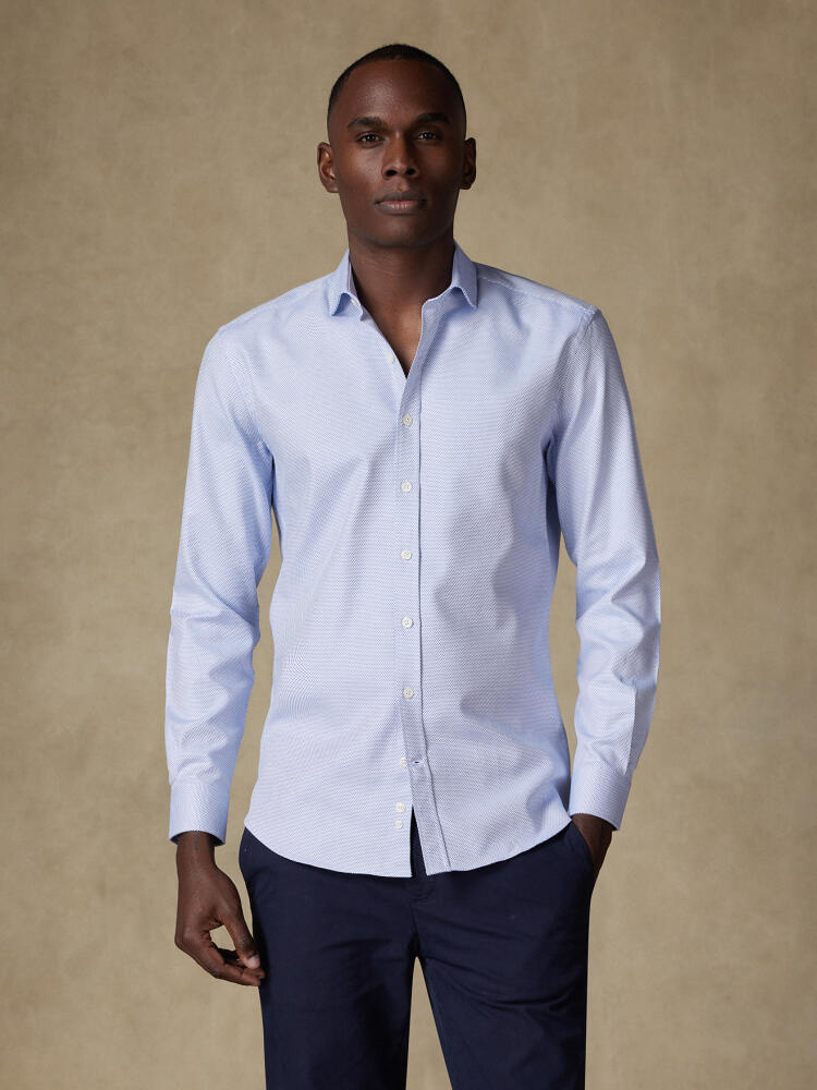 Chemise cintrée Caleb en twill bleu  - Grande longueur de manches Chemises Homme