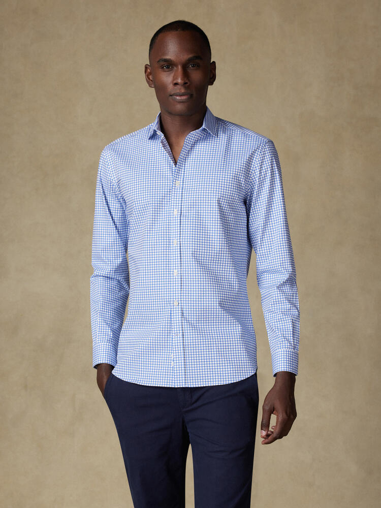 Chemise cintrée Carlton à carreaux bleus  - Grande longueur de manches Chemises Homme